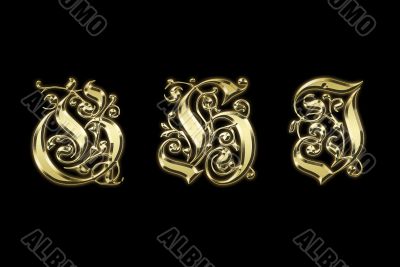 Gold letters G,H,I Gold letters G,H,I