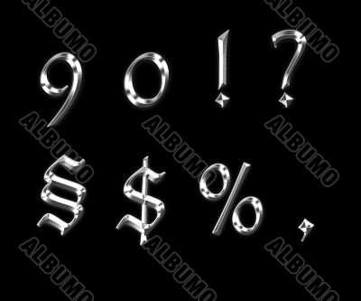 Silver cipher 9, 0 and symbols Silver cipher 9, 0 and symbols