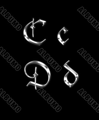 Silver letters C, D