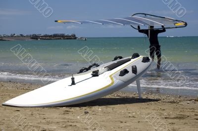 Windsurfer, sail and board