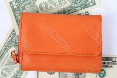 Orange leather wallet