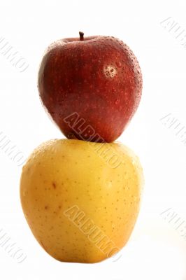 Yellow and red  apple. Macro