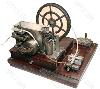 isolated obsolete vintage morse telegraph machine