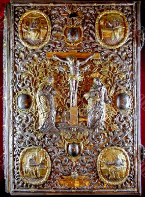 rich golden cover of Orthodox Gospel or Bible