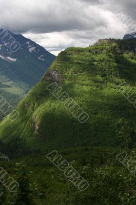 Storm and green cliffs