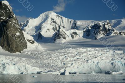 Glaciated mountains and icefall Glaciated mountains and icefall