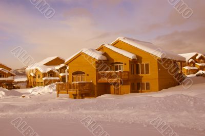 Townhouses after heavy snowstorm