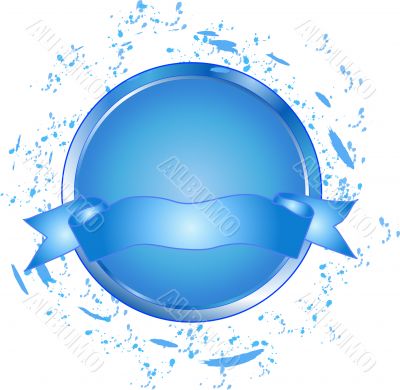 Blue button with banner Blue button with banner