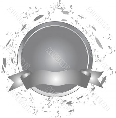 Grey button with banner