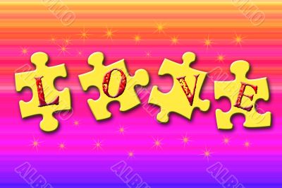 Love Puzzle on Rainbow Background