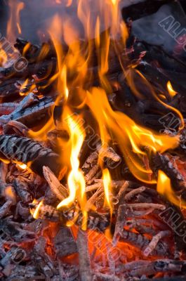 burning embers fireplace abstract background