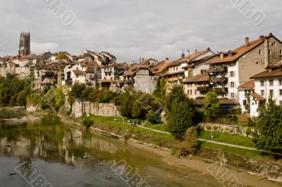 Fribourg.View on the old city.Switzerland