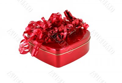 Heart Shaped Box and Curly Red Ribbon