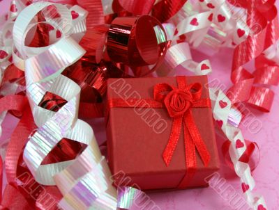Red Gift Box with Curly Ribbons