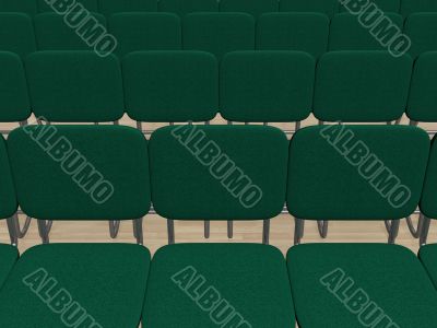 Interior. A hall with rows of seats. 3D image.