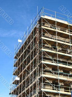 Construction site and scaffolding