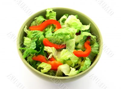 Simple salad in a green bowl