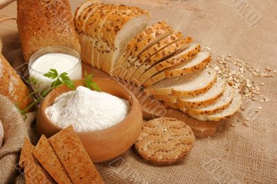 Assortment of baked breads Assortment of baked breads