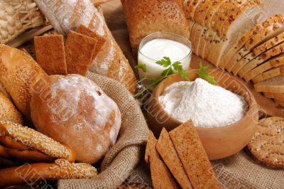 Assortment of baked breads Assortment of baked breads
