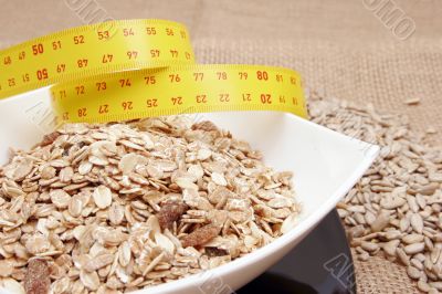 Cereals with measuring tape