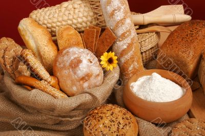 Assortment of baked breads