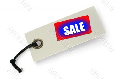 Sale tag against white