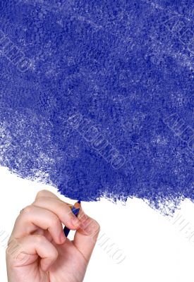 hand drawing with a blue pencil