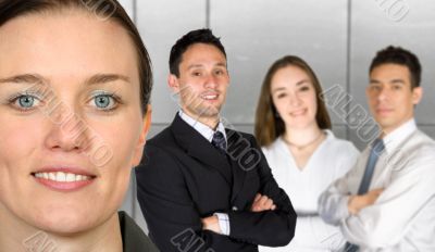 beautiful business woman and her team