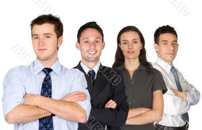 confident business man and his business team