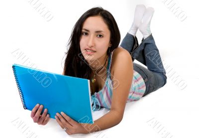 casual student reading on the floor casual student reading on the floor