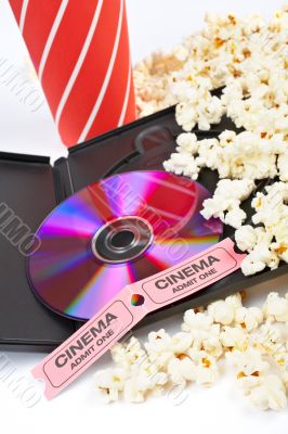 DVD, popcorn, soda and cinema tickets DVD, popcorn, soda and cinema tickets