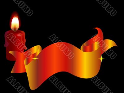 Red candle with banner Red candle with banner