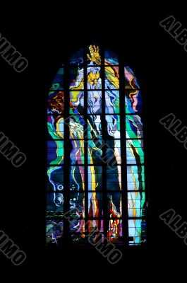 multi colored stained glass window