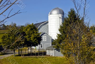 Barn and white silo in Connecticut