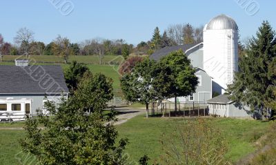 Barn and white silo in Connecticut