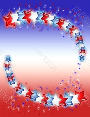 Red, White and Blue Stars on Gradient Background