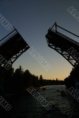 Sunset, Montlake drawbridge opening
