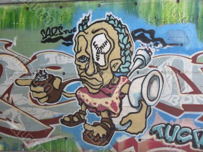 Illegal graffiti with smoking man