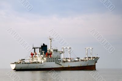 White merchant ship