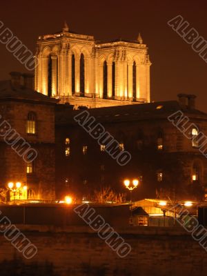 Paris by night - Towers of Notre-Dame cathedral