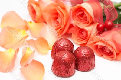 Valentines chocolates with roses