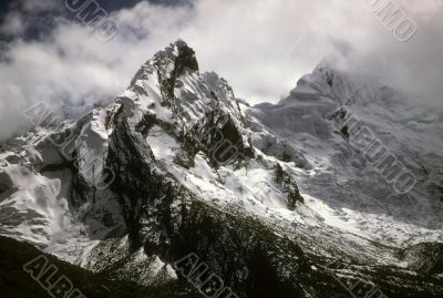 Jagged snow capped peaks