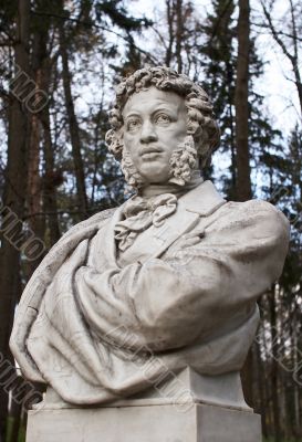 Sculpture of Pushkin in park Arkhangelskoe