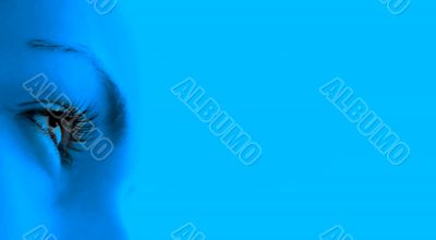 Women`s eye - looking forward.Isolated on white.