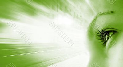 Women`s eye - looking forward.Isolated on white.