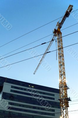 crane on city building