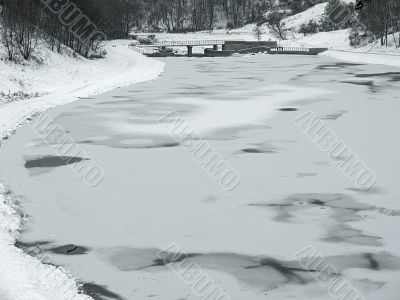 winter town lake