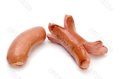 small sausage on white