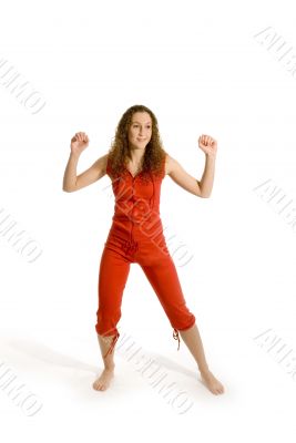 Sporty girl in studio