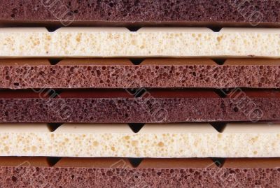 Porous chocolate bars background